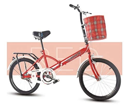 Plegables : RPOLY Bicicleta Plegable, Plegable de la Ciudad para Bicicleta, Marco de Acero de Alto Carbono Plegable, Ideal para Montar a Caballo Urbana y los desplazamientos, Red_20inch
