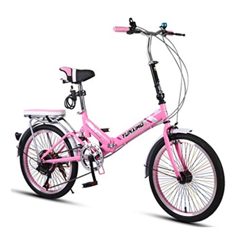 Plegables : RPOLY Bicicleta Plegable / Unisex, Plegable de la Ciudad para Bicicleta 7 velocidades Plegable Bicicleta con Antideslizante y el neumtico Resistente al Desgaste, Pink_20 Inch