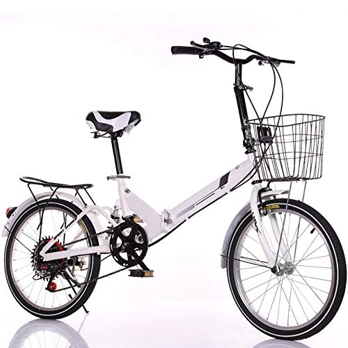 Plegables : RSGK Bicicleta Plegable de 20 Pulgadas con absorción de Choque de Velocidad Variable y Cesta de la Compra, sorprendentemente Estable, Carga máxima 390 Libras