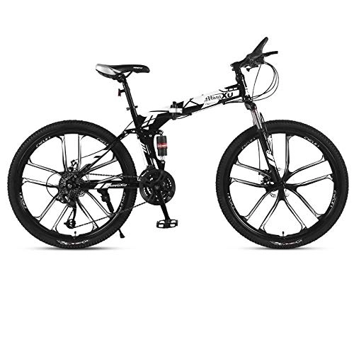 Plegables : RSJK Bicicletas de montaña Plegables Adultos Todoterreno Coche de Carreras de Velocidad Variable, de Disco Delanteros y Traseros de Aluminio de 26 Pulgadas Sistema de Cambio 21-27