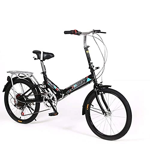 Plegables : RTRD Bicicleta plegable de 20 pulgadas, Bicicleta plegable de 6 velocidades, Marco de aluminio ligero de absorción de choques para mujeres adultas y estudiantes de coche