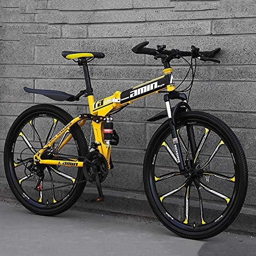 Plegables : SANJIANG Bicicleta De Montaña Bicicleta Plegable De 21 Velocidades con Freno De Disco Doble para Adultos Y Adolescentes Bicicletas MTB De Suspensión Completa, D-10knifewheels-24inches