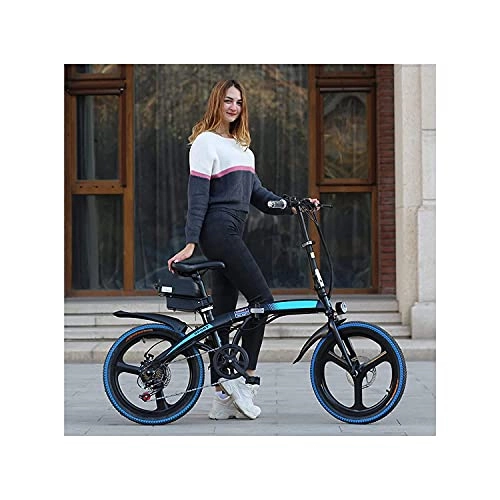Plegables : SFSGH Bicicleta eléctrica Bicicleta eléctrica de 7 velocidades, Velocidad Variable, batería de Iones de Litio extraíble, Acero de Alto Carbono, Bicicleta eléctrica de 20 Pulgadas, plegab
