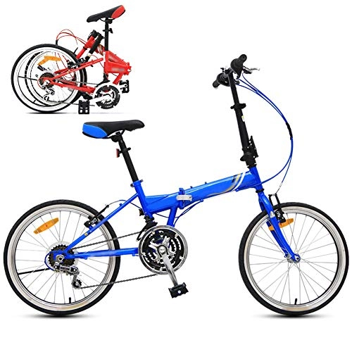 Plegables : SHIN 20 Pulgadas Bici para Adulto, Bicicleta Juvenil Plegable para Niños y Niñas, 21 Velocidades Bici para Hombre y Mujerc, Montar al Aire Libre / Blue