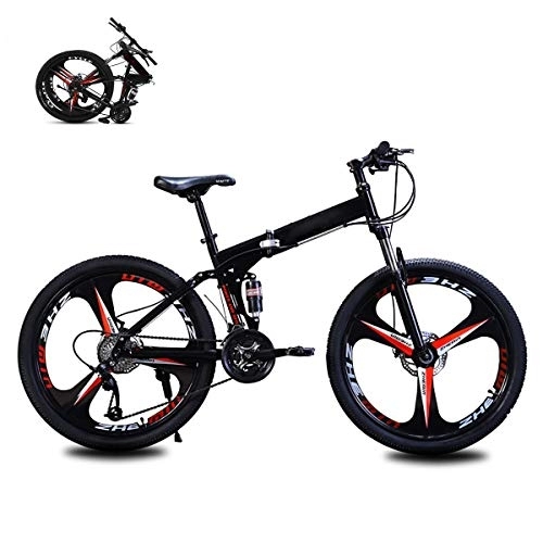 Plegables : STRTG Bikes Bicicleta Plegable, Adultos Plegable Montaña Bicicleta + Marco De Acero De Alto Carbono, 24 26 Pulgadas Unisex 21 * 24 * 27 Velocidades Bicicleta Folding