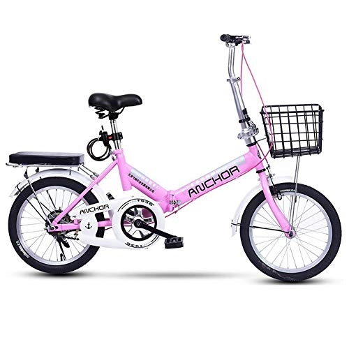 Plegables : TopBlïng Barato Adulto Bicicleta De Ciudad con Una Canasta, Velocidad única Marco De Aluminio Mini Bicicleta para Ciudad Ciclismo Street Conmutar, Ligero Bicicleta Plegable para Mujeres-A