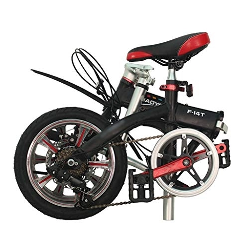 Plegables : TYXTYX Bicicleta Plegable de 14 Pulgadas, 6 velocidades, Marco de Aluminio, Cierre Rápido en Sillín, Ligera Bicicleta Plegable Urbana para Estudiante Unisex, Negro