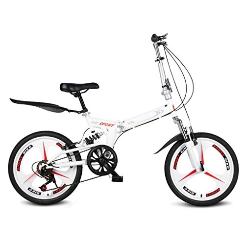 Plegables : TYXTYX Bicicleta Plegable de 20 Pulgadas, 6 velocidades, Bikes Bicicleta Plegable Urbana Folding Park, para Ciudad, Blanco