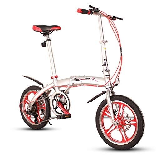 Plegables : TYXTYX Bicicleta Plegable, Rueda de 16 Pulgadas, 6 Velocidad, Bici Plegable Adulto Ligera Unisex Folding Bike Manillar Y Sillin Confort Ajustables