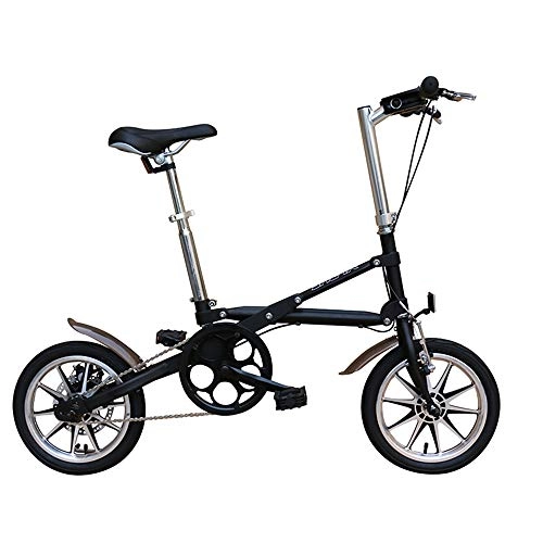 Plegables : VANYA Ligera Unisex Bicicleta Plegable de 14 Pulgadas Frenos de Disco de trayecto Ciclo One Second Plegable de Acero al Carbono Bicycle14kg