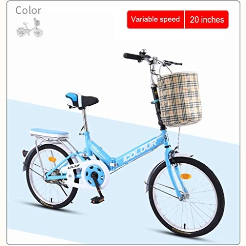 Plegables : Variable velocidad de la bicicleta los niños plegable bicicleta scooter de Trabajo Calle urbana la bici de montaña adulto arriba elástico amortiguador ( Color : Blue , Size : 20 inches )