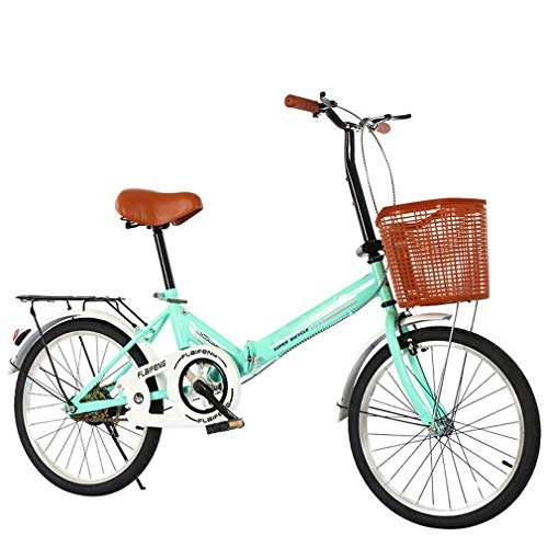 Plegables : wei Adulto Bicicletas Plegables, Acero Carbono Ligero Portátil Plegable Ligera Bicicletas Urbanas, Frenos De Disco Duales Scooter para Caminar, con Azul.-Verde 20 Pulgadas