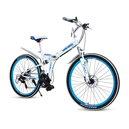Plegables : WJSW Bicicleta de montaña para Hombre Ruedas de 24"Bicicletas para nios Cuadro de aleacin de 16" Suspensin Delantera 21 / 24 / 27 Velocidad, Rojo, Blanco, 27 velocidades