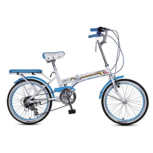 Plegables : WLGQ Bicicleta Bicicleta Plegable Unisex Bicicleta de Rueda pequeña de 16 Pulgadas Bicicleta portátil de 7 velocidades (Color: Verde, Tamaño: 150 * 30 * 65 CM)