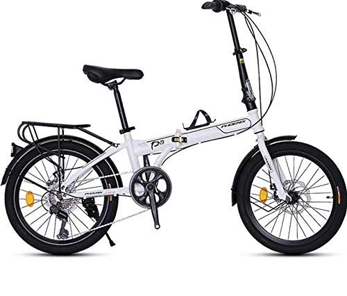 Plegables : WLGQ Bicicleta Plegable de 20 Pulgadas para Hombres Adultos y Mujeres, Ultraligera, portátil, de una Sola Velocidad, Tipo Rueda pequeña, Bicicleta para Adultos Todo Terreno (Color: Blanco, Tamaño