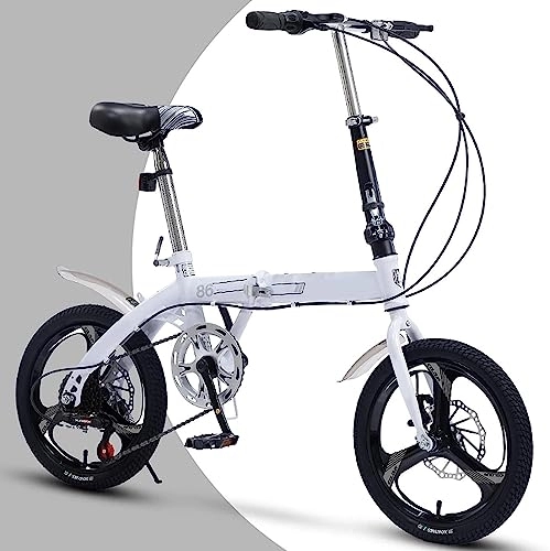 Plegables : WOLWES Bicicleta Plegable, Marco De Acero De Alto Carbono Bicicleta De Ciudad Plegable Fácil con Engranajes De 6 Velocidades para Adultos Adolescente Hombres Mujeres C, 16in