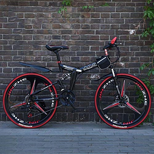 Plegables : WZB Bicicleta de montaña Plegable con 26"Aleacin de magnesio sper Liviana, Suspensin Completa de Primera Calidad y Engranaje Shimano de 21 velocidades, 12, 24