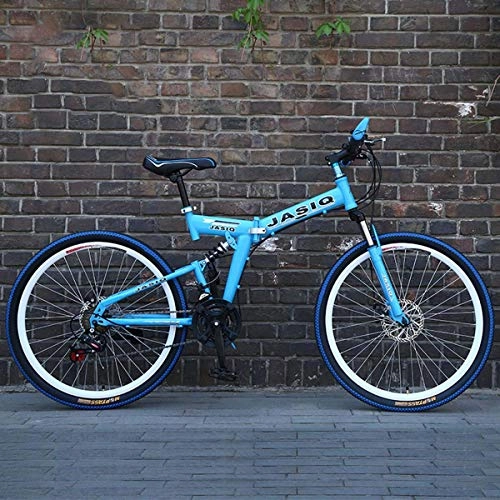 Plegables : WZB Bicicleta de montaña Plegable con 26"Aleacin de magnesio sper Liviana, Suspensin Completa Premium y Shimano 21 Speed Gear, 17, 24