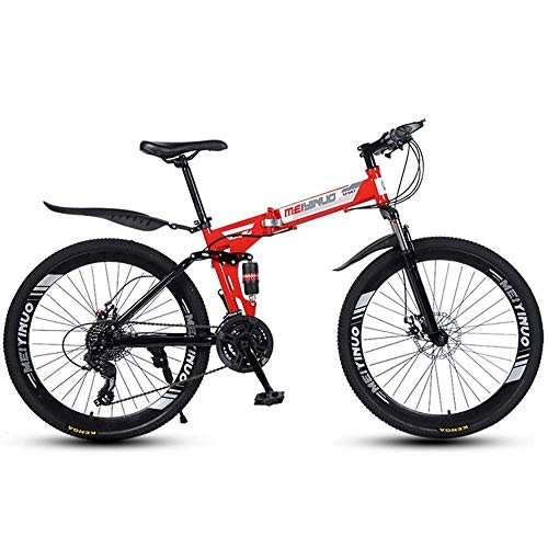 Plegables : XHCP Bicicleta de montaña para Adultos de 26 Pulgadas, Bicicleta de Estudiante Plegable de Velocidad Variable con absorción de Impactos, Bicicletas Unisex, Bicicleta de montaña de 21 / 24 / 27 veloci