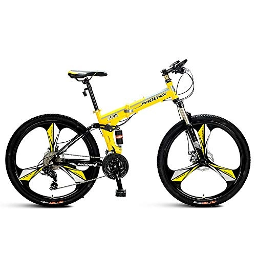 Plegables : XiXia X Bicicleta de montaña Plegable Bicicleta 21 velocidades Doble Choque Doble Disco Freno Bicicleta de montaña 26 Pulgadas