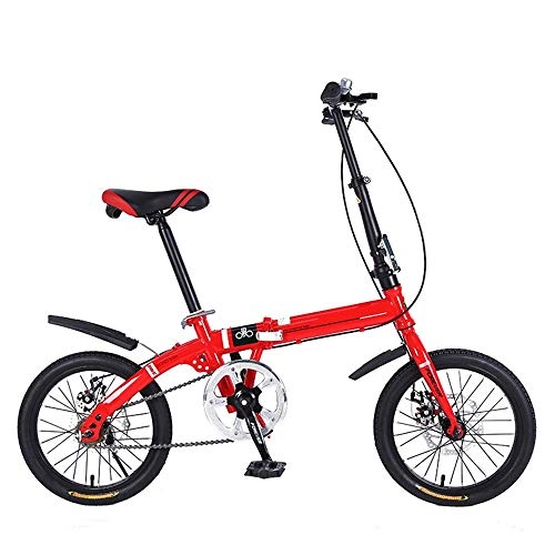 Plegables : XiXia X Bicicleta Plegable Marco de Acero de Alto Carbono Frenos de Disco Delanteros y Traseros Bicicleta Plegable 16 Pulgadas