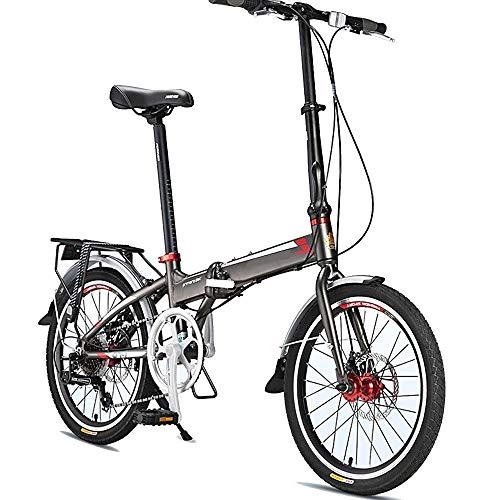 Plegables : XMIMI Bicicleta Plegable Bicicleta Plegable de Aluminio Transmisión de posicionamiento de Freno de Doble Disco Bicicleta de 20 Pulgadas