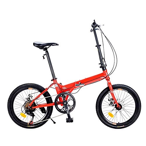 Plegables : XMIMI Bicicleta Plegable de Acero de Alto Carbono Frenos de Doble Disco para Hombres y Mujeres 20 Pulgadas 7 velocidades