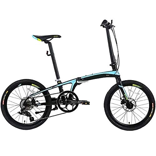 Plegables : XMIMI Bicicleta Plegable Marco de Aluminio Frenos de Doble Disco Amortiguador Bicicleta 8 Velocidad 20 Pulgadas