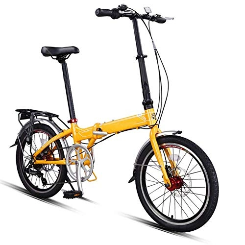 Plegables : Y&XF Bicicleta Plegable De 20 Pulgadas, Bicicleta De Montaña De 7 Velocidades, Ciclismo Portátil Ultraligero, Bicicleta Amortiguadora, para Adultos Y Estudiantes, Amarillo