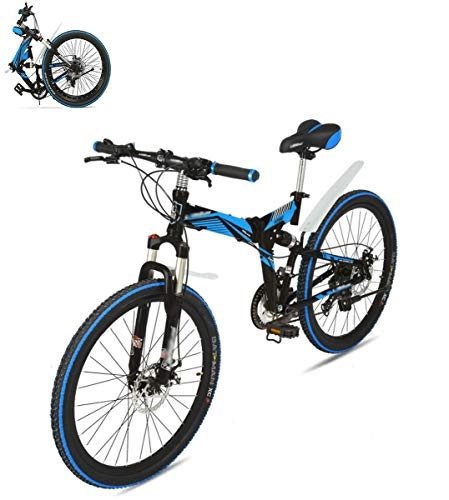 Plegables : YALIXI Bicicleta de montaña Plegable, Bicicleta de montaña para Adultos de 26 Pulgadas y Marco Plegable de Acero al Carbono, Pedal de Freno de Doble Disco Plegable