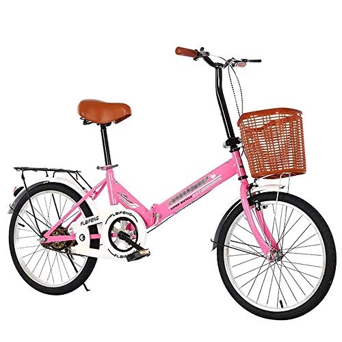Plegables : YANGMAN-L Las Bicicletas Plegables, Bicicletas Plegables Unisex 20 Pulgadas Deportes Acero de Alto carbón de Bicicleta portátil, Rosado