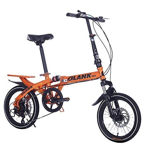 Plegables : YBCN Bicicleta Plegable, 14 Pulgadas, 16 Pulgadas, 6 velocidades, Cambio de Disco, Freno de Disco, Estudiantes Adultos, niños, Hombres, Paseos al Aire Libre, portátiles, B, 16in