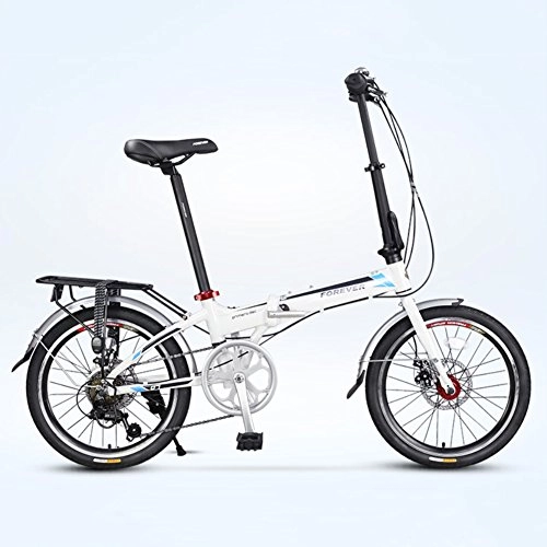 Plegables : YEARLY Adultos Bicicleta Plegable, Bicicleta Plegable Ultra Light Portátil Velocidad 7 Shimano Aleación de Aluminio Ciudad del Montar a Caballo Bikes Plegables-Blanco 20inch