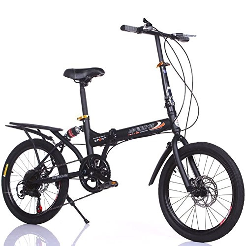 Plegables : YEARLY Bicicleta Plegable Estudiante, Bicicleta Plegable Infantil Variable 6 Velocidad de Shimano Hombre y Mujer Montaña Don Adultos Bicicleta Plegable Bikes Plegables-Negro 20inch