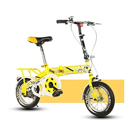 Plegables : YEARLY Bicicleta Plegable Infantil, Bicicleta Plegable Estudiante Luz porttil Alumnos Bicicleta Plegable De 6-10 aos Viejo-Amarillo 12inch