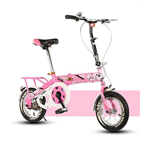 Plegables : YEARLY Bicicleta Plegable Infantil, Bicicleta Plegable Estudiante Luz portátil Alumnos Bicicleta Plegable De 8 a 15 años Edad-Rosado 16inch