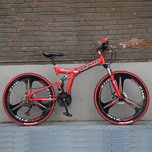 Plegables : YEARLY Montaa Bicicleta Plegable, Adultos Bicicleta Plegable 21 velocidades Regalo de Estudiante Bicicleta Plegable-Rojo 26inch