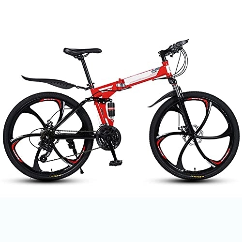 Plegables : YGTMV Bicicletas Montaña, Bicicleta Plegable De 26 Pulgadas, Bicicleta De 24 Freno De Disc Velocidades, para Adultos Bicicletas, Rojo, 26 Inch 24 Speed