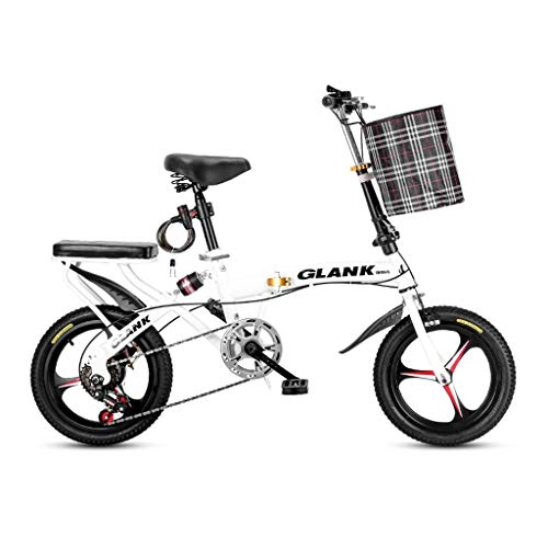 Plegables : YHNMK Bicicleta Plegable 16 Pulgadas 6 Velocidades, Choque, Doble Disco Frenos, Marco de Acero Carbón, Unisex Al Aire Libre Plegable de La Bikes Plegable