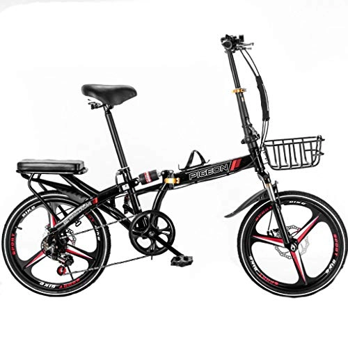 Plegables : YHNMK Bicicleta Plegable 16 Pulgadas Adulto, Bikes Plegable 7 Velocidades Choque Doble Disco Frenos, Unisex Al Aire Libre Plegable de La