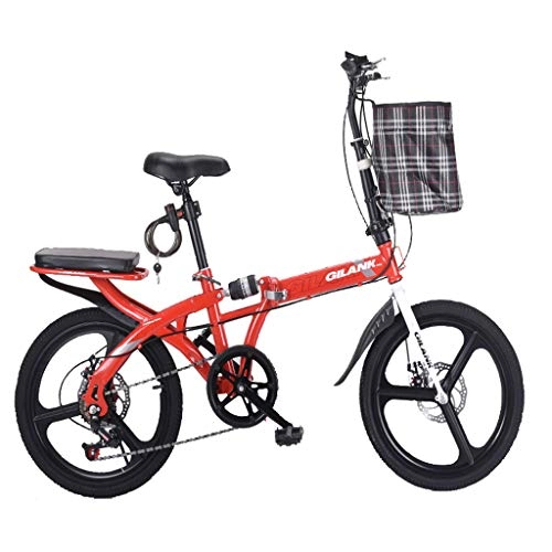 Plegables : YHNMK Bicicleta Plegable 16 Pulgadas, Bicicleta de 6 Velocidades, con Doble del Freno de Disco y Amortiguador Central, Unisex Al Aire Libre Plegable de La