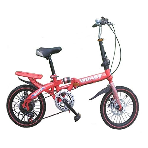 Plegables : YHNMK Bikes Plegable 16 Pulgadas, 6 Velocidades, Manillar y Asiento Ajustables Doble Disco Frenos, Amortiguador Central, Unisex Al Aire Libre Plegable de La Bicicleta