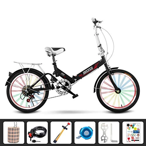 Plegables : YHNMK Bikes Plegable Bicicleta 20 Pulgadas, Bicicleta de 6 Velocidades, Amortiguador Central Marco de Acero de Alto Carbono y Neumático Antideslizante