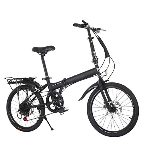 Plegables : YOUSR Bicicleta Plegable, Grande para Ciudad REIT Y Pndulo, con Marco De Acero De Paso Bajo, Transmisin De Una Velocidad, Guardabarros Delantero Y Trasero, Negro