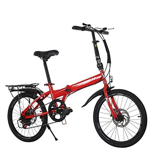 Plegables : YOUSR Bicicleta Plegable, Ideal para Ciudad REIT, Y Pndulo, con Escaln Bajo, Marco De Acero, Transmisin De Una Velocidad, Guardabarros Delantero Y Trasero, Rojo