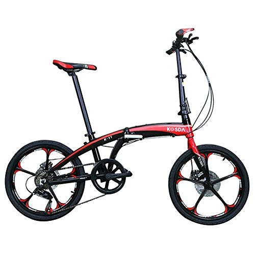 Plegables : YOUSR Circuito De Bicicleta Plegable De 20 Pulgadas - Bicicletas para Hombres Y Mujeres - Nios Adultos Estudiantes Bicicleta Plegable Porttil Ultraligera De Aluminio Red