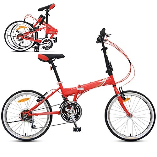 Plegables : YRYBZ 20 Pulgadas Bici para Adulto, Bicicleta Juvenil Plegable para Nios y Nias, 21 Velocidades Bici para Hombre y Mujerc, Montar al Aire Libre / Rojo