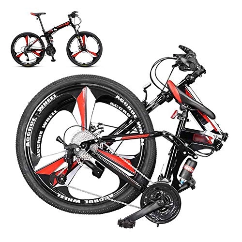 Plegables : YRYBZ 26 Pulgadas Bicicleta de Montaña Unisex, Bici MTB Adulto con Doble Freno Disco, Bicicleta MTB Plegable, 27 Velocidades Bicicleta Adulto / Rojo