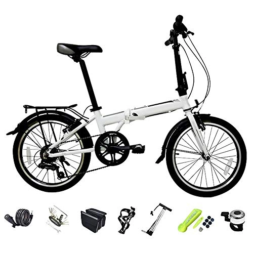 Plegables : YRYBZ Bicicleta de Montaña Plegable, 6 Velocidades, Bicicleta Adulto, 20 Pulgadas MTB Bici para Hombre y Mujerc / Blanco