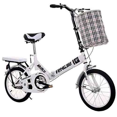 Plegables : YSHUAI 20 Pulgadas Bicicleta Plegable De Absorción De Impactos Unisexo Ultraligero Bicicleta Plegable Portátil, Estudiante Masculino Y Femenino Ultraligero Bicicleta Plegable Ligero Y Estable, Blanco